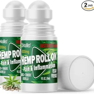 ANUMED Hemp Roll-On 4000mg Pain Relief. Fast Acting, Long Lasting, Maximum Strength with Arnica + Turmeric for Anti-Inflammatory, Natural Recovery, Joint, Muscle, Nerve Pain Reliever 2 Packs of (1oz)