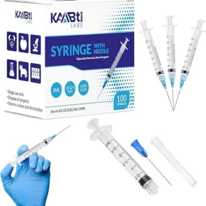 100 Pack 3 ml/cc Syringes with Needle-23G, 1.0 inch Needle Luer Lock Syringe- Sterile, Sample Injection, Labs, Disposable, Individually Packaged